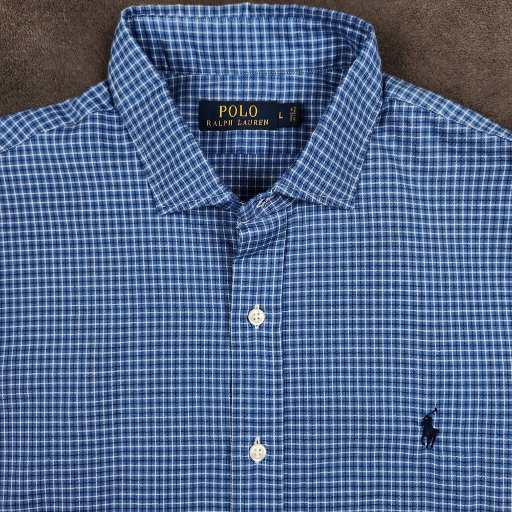 Polo Ralph Lauren Shirt Mens Large Blue Plaid Long Sleeve Button Down Pony Logo
